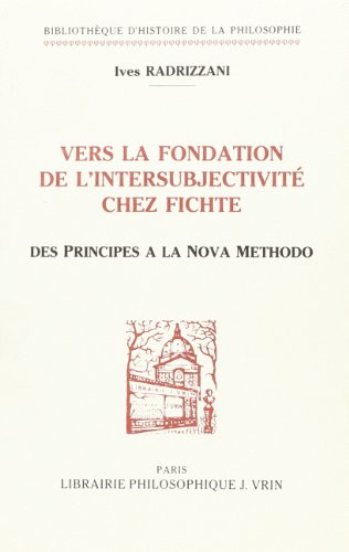 Beispielbild fr Vers la fondation de l'intersubjectivit zum Verkauf von ISD LLC