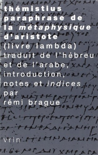 Beispielbild fr Paraphrase de la Metaphysique d Aristote Livre Lambda zum Verkauf von Librairie La Canopee. Inc.