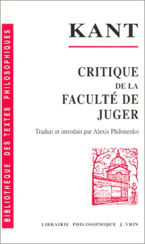 Beispielbild fr Critique de la facult de juger zum Verkauf von A TOUT LIVRE