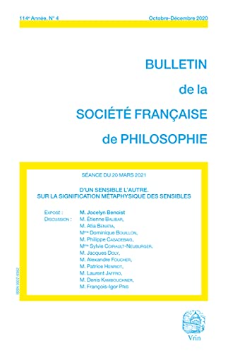 Beispielbild fr D'un sensible l'autre: Sur la signification mtaphysique des sensibles zum Verkauf von Gallix