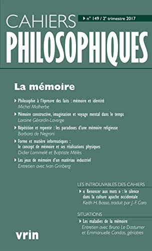 Imagen de archivo de La Memoire (Cahiers Philosophiques) (French Edition) [FRENCH LANGUAGE - Soft Cover ] a la venta por booksXpress