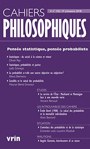 Imagen de archivo de Pensee Statistique, Pensee Probabiliste (Cahiers Philosophiques) (French Edition) [FRENCH LANGUAGE - Soft Cover ] a la venta por booksXpress