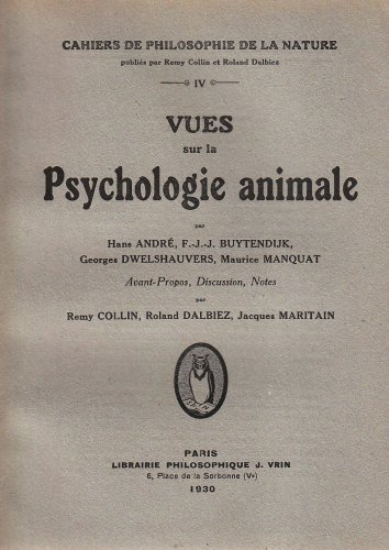 Stock image for Vues Sur La Psychologie Animale (Histoire Des Sciences - Etudes) (French Edition) [FRENCH LANGUAGE - Soft Cover ] for sale by booksXpress