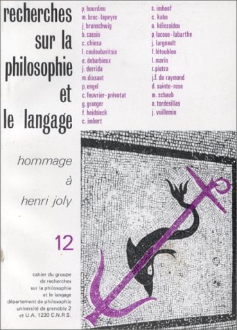9782711682584: Recherches Sur La Philosophie Et Le Langage XII Hommage a Henry Joly: 12