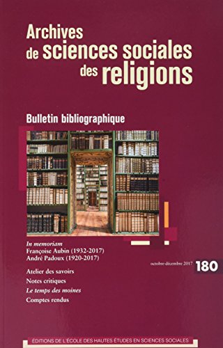 Stock image for Archives de Sciences Sociales des Religions 180 for sale by Librairie Th  la page