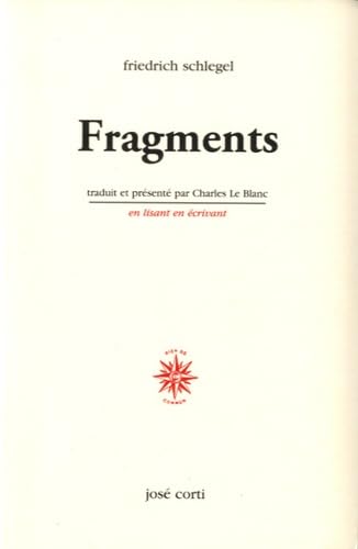 Fragments (9782714305909) by Schlegel, Friedrich Von