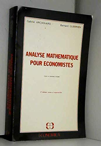 Imagen de archivo de Analyse mathmatique pour conomistes a la venta por medimops