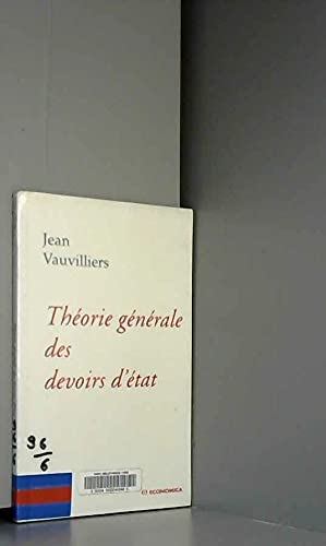 Imagen de archivo de Thorie gnrale des devoirs d'Etat Vauvilliers, Jean a la venta por BIBLIO-NET