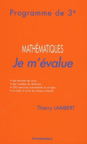 Stock image for Je m'value - Mathmatiques, programme de 3me for sale by medimops