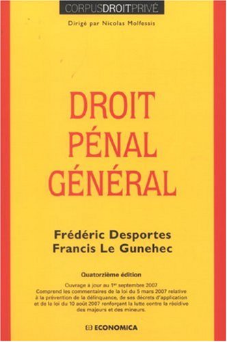 Beispielbild fr Droit Penal General zum Verkauf von Ammareal