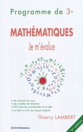 MathÃ©matiques, je m'Ã©value - programme de 3e (9782717860894) by Lambert, Thierry