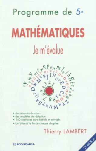 Stock image for Programme de 5e - Mathmatiques - Je m'value for sale by medimops