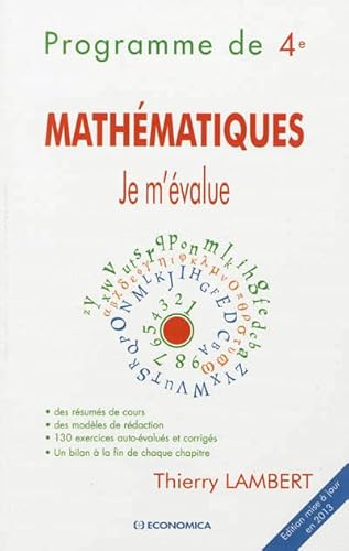 Stock image for Mathmatiques - Je m'value : Programme de 4e for sale by LeLivreVert