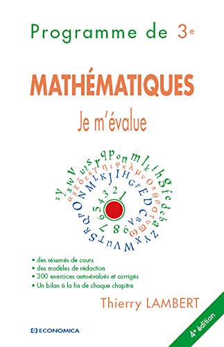 Beispielbild fr Mathmatiques programme de 3e Je m'value [Broch] Lambert, Thierry zum Verkauf von BIBLIO-NET