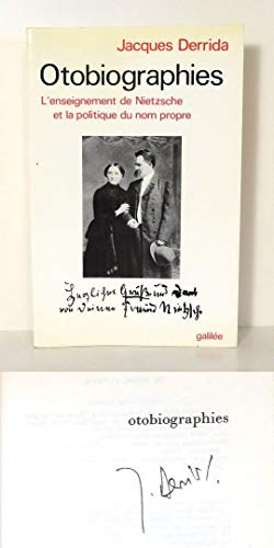 Beispielbild fr Otobiographies: L'enseignement de Nietzsche et la politique du nom propre (De bats) (French Edition) zum Verkauf von HPB-Red