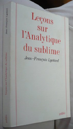 Stock image for Leçons sur l'analytique du sublime (0000) for sale by Books From California