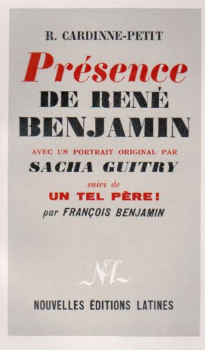 Beispielbild fr prsence de Ren Benjamin zum Verkauf von Gallix