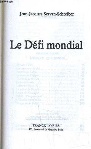 Stock image for Le Dfi Mondial for sale by Mli-Mlo et les Editions LCDA