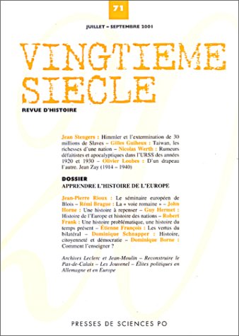 Beispielbild fr Vingtime sicle, numro 71, juillet - septembre 2001: Revue d'histoire zum Verkauf von Ammareal