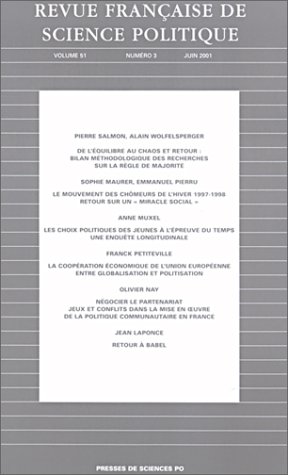 Beispielbild fr Revue franaise de science politique, volume 51 - Numro 3 zum Verkauf von Ammareal