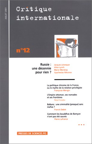 Beispielbild fr Critique internationale, numro 12, juillet 2001 zum Verkauf von Ammareal