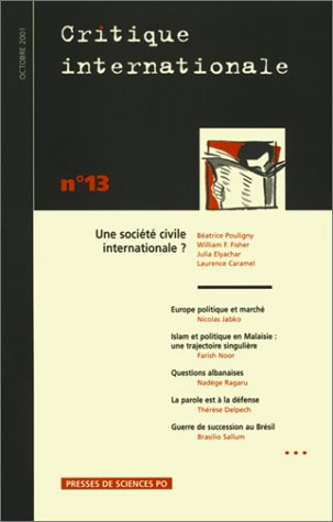 Beispielbild fr Critique international, numro 13, octobre 2001 zum Verkauf von Ammareal