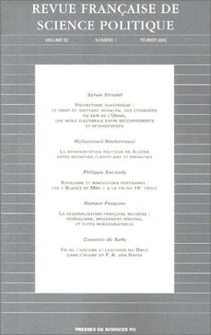 9782724629552: Revue franaise de science politique vol.a3 tome 1fevrier 2003