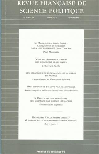 Beispielbild fr Revue franaise de science politique, volume 54, tome 1 - Fvrier 2004 zum Verkauf von Ammareal