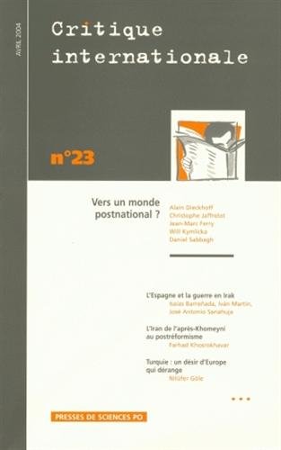 Imagen de archivo de Critique internationale, N 23 avril 2004 : Vers un monde postnational ? a la venta por Solr Books