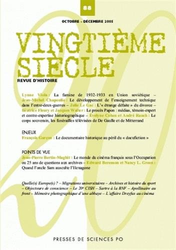 Beispielbild fr Vingtime sicle, N 88, Octobre-dcem : zum Verkauf von Ammareal