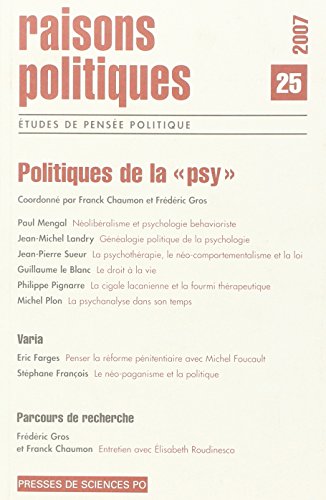 Beispielbild fr Raisons Politiques, N 25. Politiques De La Psy zum Verkauf von RECYCLIVRE