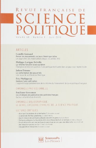 Stock image for Revue franaise de science politique, Volume 60 N 3, Juin : for sale by Ammareal