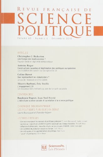 9782724631876: REVUE FRANCAISE DE SCIENCES POLITIQUES 60 T6