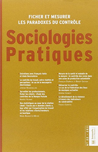 Stock image for Sociologies Pratiques, N 22, 2011 : Ficher et mesurer, les paradoxes du contrle for sale by medimops