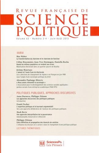 Beispielbild fr Revue franaise de science politique, Volume 63 N 3-4, Juin-aot 2013 : zum Verkauf von Ammareal