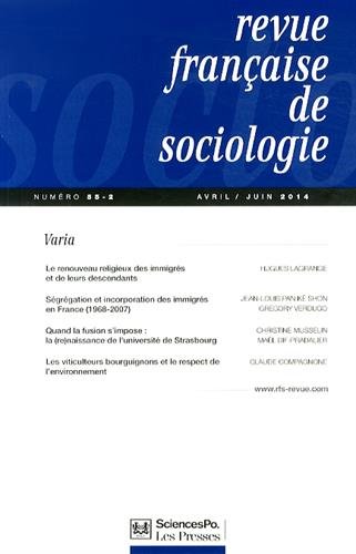 Stock image for Revue franaise de sociologie, N 55-2, Avril-juin 2014 : Varia for sale by Librairie A LA PAGE