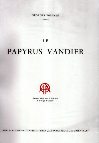 Beispielbild fr Le Papyrus Vandier. zum Verkauf von Librairie Le Trait d'Union sarl.