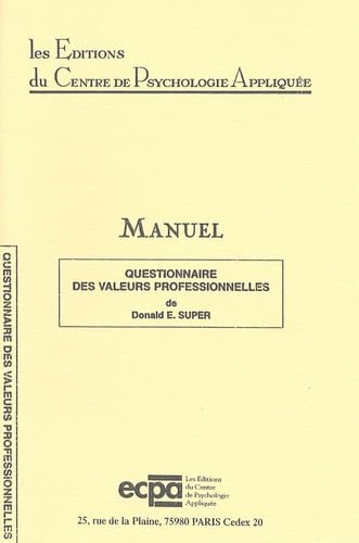 9782725401911: Questionnaire des valeurs professionnelles: Matriel complet