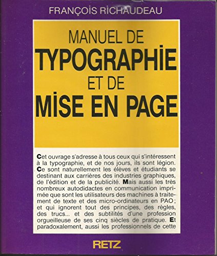 Imagen de archivo de Manuel de typographie et de mise en page a la venta por Ammareal