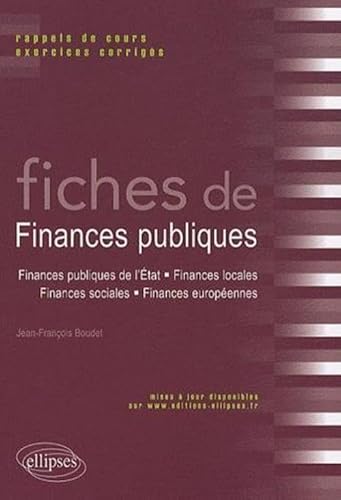 Stock image for Fiches finances publiques rappels de cours & exercices corrigs for sale by Ammareal