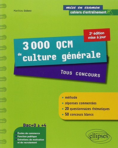 Beispielbild fr 3.000 Qcm De Culture Gnrale : Tous Concours zum Verkauf von RECYCLIVRE