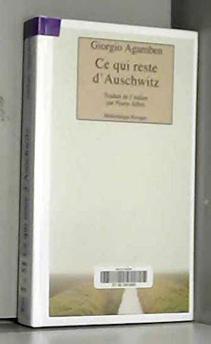 Beispielbild fr Ce qui reste d'Auschwitz. L'Archive et le tmoin zum Verkauf von medimops