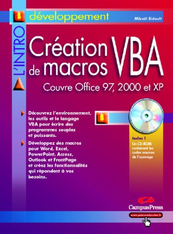 Beispielbild fr Cration de macros VBA (avec CD-Rom) zum Verkauf von medimops
