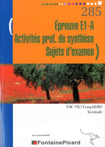 Imagen de archivo de preuve E1-A ; activits prof. de synthse ; sujets d'examen ; bac pro comptabilit ; terminale a la venta por Chapitre.com : livres et presse ancienne