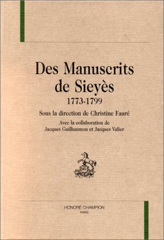 Stock image for Des manuscrits de Sieys, 1773-1799 for sale by Okmhistoire