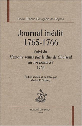 Beispielbild fr Journal indit, 1765-1766 (BC 47) zum Verkauf von Gallix