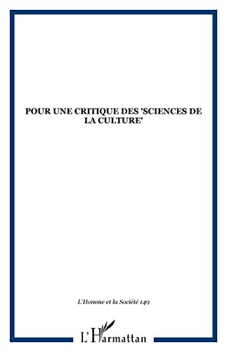 Stock image for Pour une critique des sciences de la culture for sale by medimops