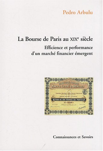 9782753901087: La Bourse de Paris au XIXe sicle : Efficience et performance d'un march financier mergent