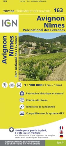 9782758526957: IGN 1 : 100 000 Avignon - Nmes: Top 100 Tourisme et Dcouverte . Patrimoine historique et naturel / Courbes de niveau / Routes et chemins / Itinaires de randonne / Compatible GPS