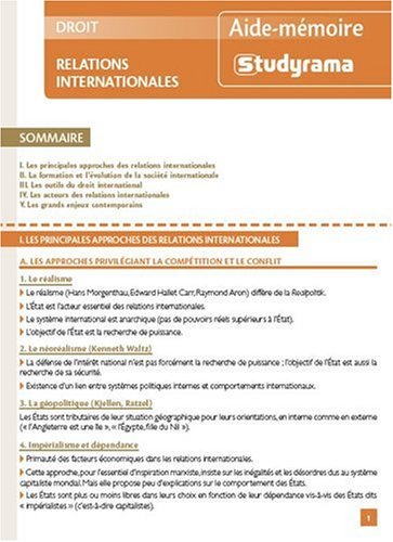 Imagen de archivo de Relations internationales a la venta por Ammareal